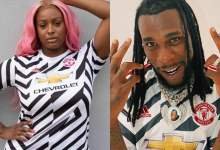 dj cuppy and burna boy, Burna Boy and DJ Cuppy become recipients of Man United’s ‘Original’ Third Kit