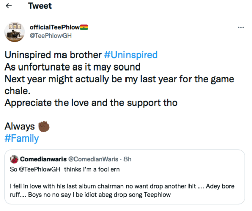 Teephlow Is Calling Quits To Music Next Year Screen Shot 2021 12 30 at 8.58.50 PM 500x419 - Teephlow Is Calling Quits To Music Next Year